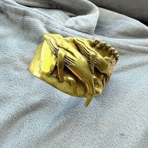 Gold Textured Cuff Bracelet 70’s Stephen Burr studio made modernist